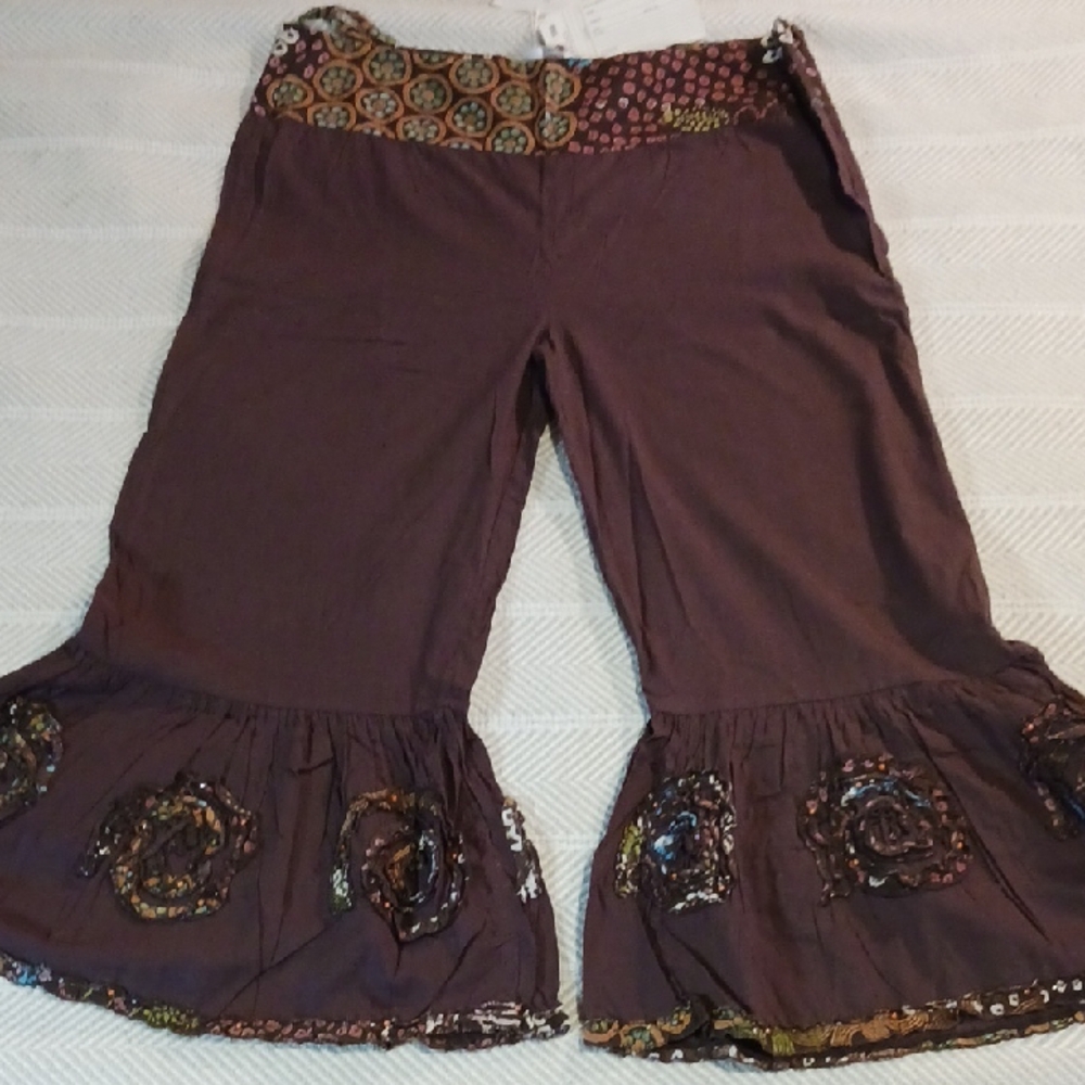 Bohemian Brown Wide-Leg Pants